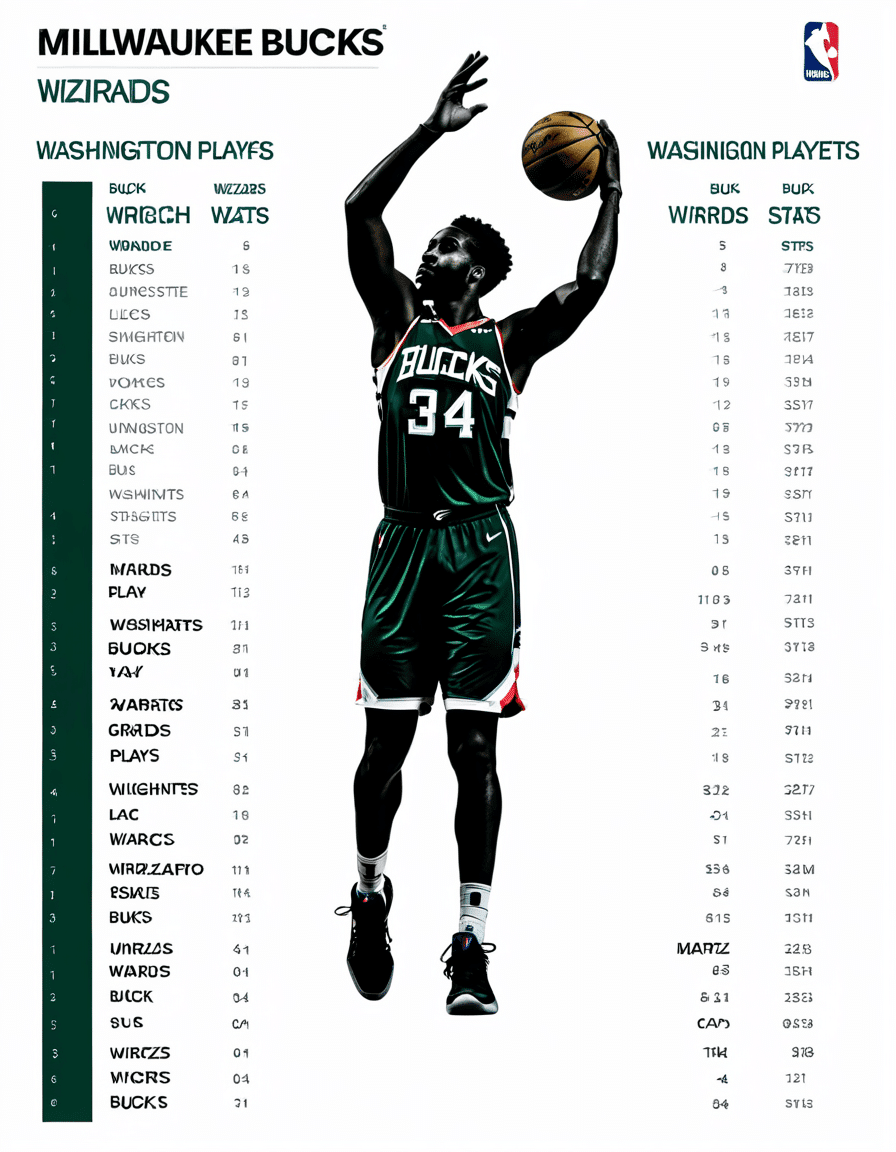 milwaukee bucks vs washington wizards match player stats