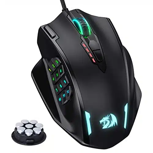 Redragon Impact RGB LED MMO Gaming Mouse with Side Buttons, Optical Wired Ergonomic Gamer Mouse with Max ,DPI, High Precision, Programmable Macro Shortcuts, Comfort Grip