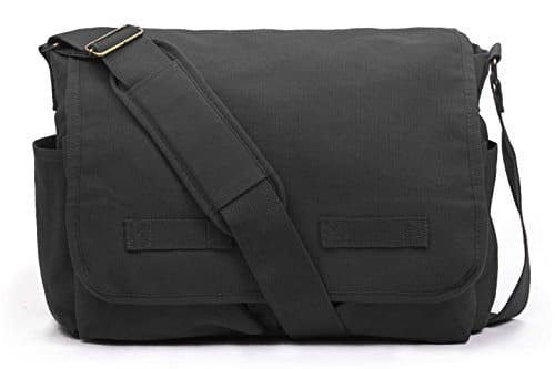 Sweetbriar Classic Messenger Bag   Vintage Canvas Shoulder, Black, Size Large