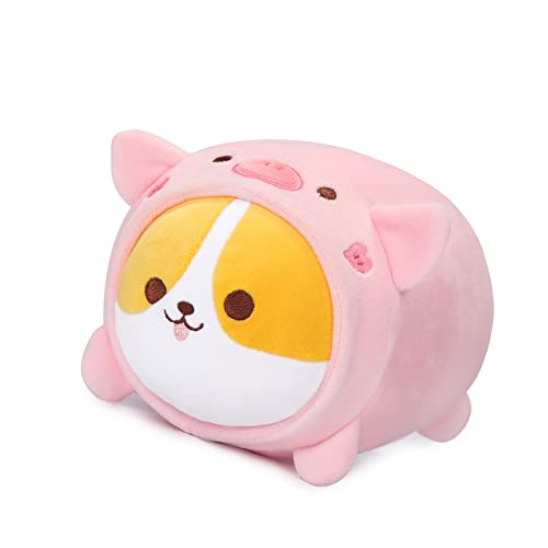 AIXINI Cute Pig Corgi Plush Pillow â Piggy Shiba Inu Stuffed Animal, Soft Kawaii Corgi with Pig Outfit Costume, Hugging Plush Squishy Pillow Toy Gifts for Kids