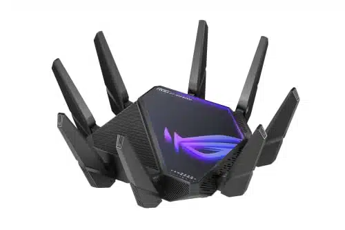 ASUS ROG Rapture GT AXEQuad band WiFi E Extendable Gaming Router, GHz Band, Dual G Ports, G WAN Port, RangeBoost Plus, Triple level Game Acceleration, VPN Fusion, AiMesh Compatible
