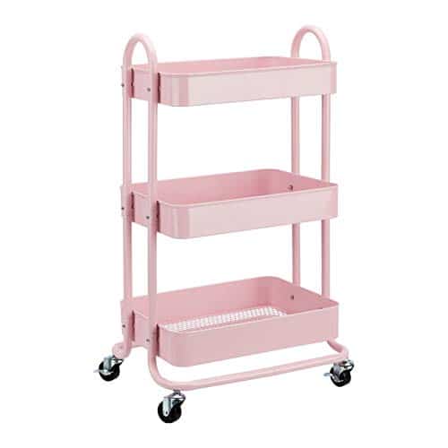 Amazon Basics Tier Rolling Utility or Kitchen Cart   Dusty Pink