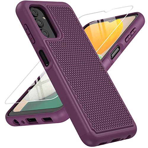 BNIUT for Samsung Galaxy AG Case Dual Layer Protective Heavy Duty Cell Phone Cover Shockproof Rugged with Non Slip Textured Back Military Protection Bumper Tough inch (Burgundy Purple)