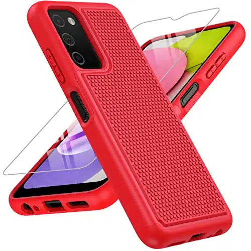 BNIUT for Samsung Galaxy As Case Shockproof Dual Layer Protective Heavy Duty Cell Phone Cover Rugged with Non Slip Textured Back   Military Protection Bumper Tough   inch (Red)