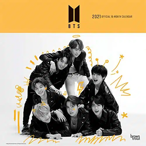 BTS OFFICIAL x Inch Monthly Square Wall Calendar with Foil Stamped Cover, K Pop Bangtan Boys Music