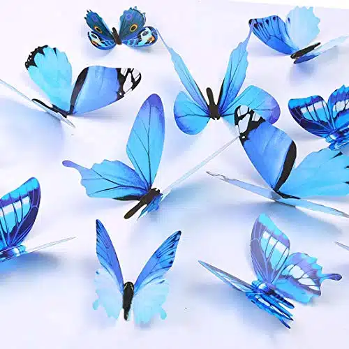Butterfly Wall Decals, Pcs D Butterfly Removable Mural Stickers Wall Stickers Decal Wall Decor for Home and Room Decoration (Blue)