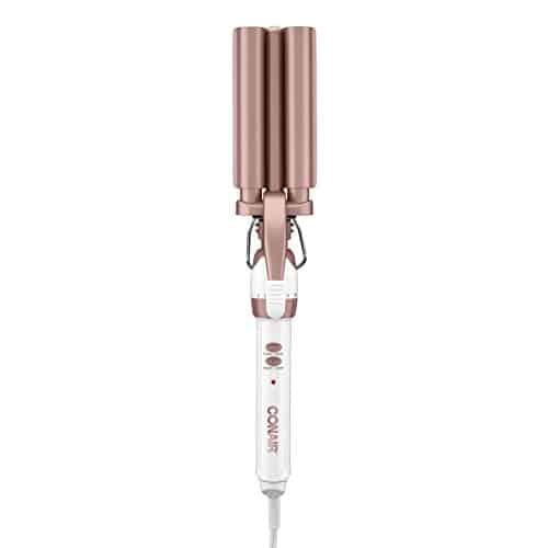 Conair Double Ceramic Barrel Curling Iron, Hair Waver, Create Beachy Waves, Long Lasting Natural Tight Waves for all Hair Lengths, White Rose Gold