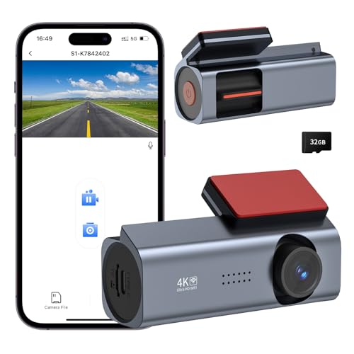 Cosuvow Dash Cam K Front Dash Camera for Cars x P fps with WiFi&APP Control Hours Parking Free G Card G Sensor WDR, Loop Recording Night Vision