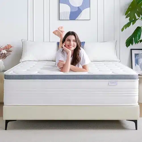 Dourxi Queen Size Mattresses, Inch Queen Mattress in a Box with Gel Memory Foam, Individually Pocketed Springs for Pressure Relief and Back Pain Relief Medium Plush