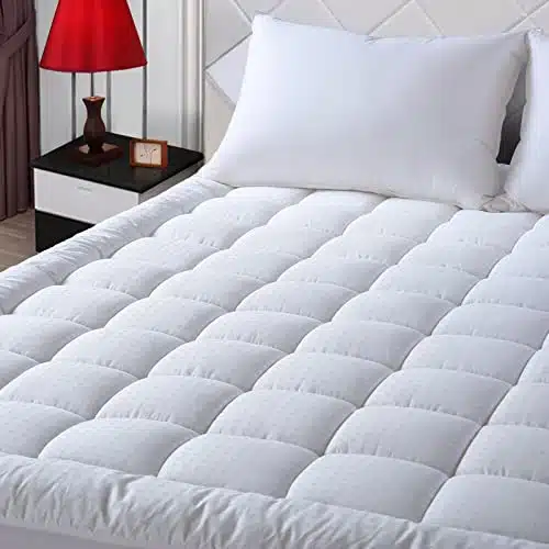 EASELAND King Size Mattress Pad Pillow Top Mattress Cover Quilted Fitted Mattress Protector Cotton Deep Pocket Cooling Topper (xInches, White)