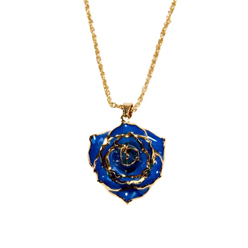 Eternal Rose Necklace k Gold Dipped Rose Women's Pendant Necklace Christmas Gift for Her (Blue Velvet)