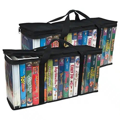 Evelots Pack VHS Storage Bag Movie Organizer Video Tape Handles Hold No Dust