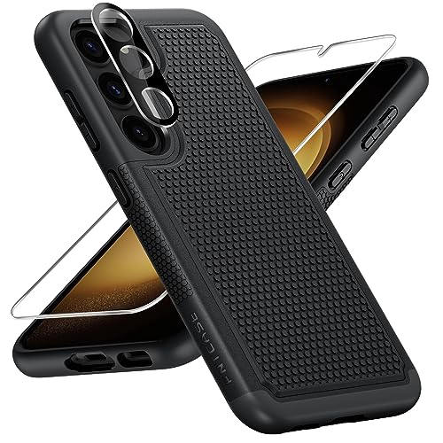 FNTCASE for Samsung Galaxy SCase Dual Layer Heavy Duty Cell Phone Protective Cover Shockproof Rugged with Non Slip Textured   Military Drop Protection Bumper Tough   , inch Black Matte