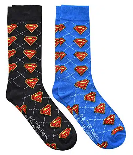 Hyp Superman Argyle Men's Crew Socks Pair Pack Shoe