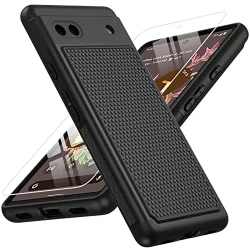 JXVM for Google Pixel a Phone Case Dual Layer Protective Heavy Duty Cell Phone Cover Shockproof Rugged with Non Slip Textured Back   Military Drop Protection Bumper Tough   inch (Matte Black)