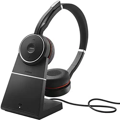Jabra Evolve S Wireless Headset, Stereo â Includes Link B Adapter and Charging Stand â Bluetooth Headset with World Class Speakers, Active Noise Cancelling Microphone, All Day Battery