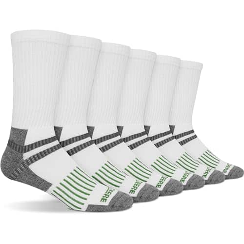 John Deere Socks Men’s Socks Crew Socks for Men hite with Gray Toe