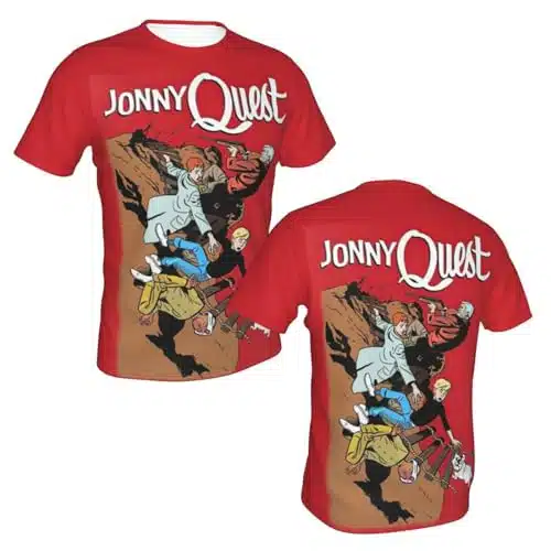 Jonny Adventure Quest Cartoon Animated Men's T Shirt Polyester Graphic Short Sleeve Crew Neck Tee Shirts Casual Tops Black X Large
