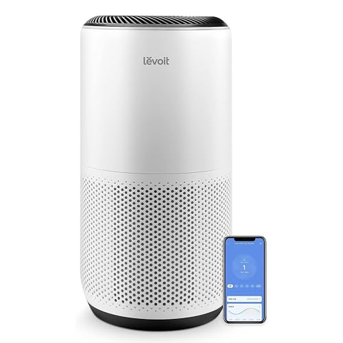 LEVOIT Air Purifiers for Home Large Room Up to FtÂ² in Hr With Air Quality Monitor, Smart WiFi and Auto Mode, in Filter Captures Pet Allergies, Smoke, Dust, Pollen, Core S, White