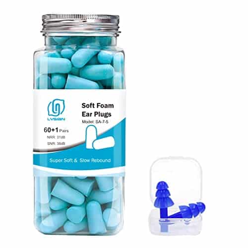 LYSIAN Ultra Soft Foam Earplugs Sleep, dB SNR dB NRR Sound Blocking Noise Cancelling Ear Plugs for Sleeping, Travel, Shooting and Working Pairs Pack (Lake Blue)