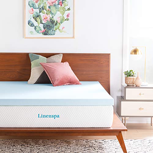 Linenspa Inch Gel Infused Memory Foam Mattress Topper – Cooling Mattress Pad – Ventilated and Breathable – CertiPUR Certified Twin