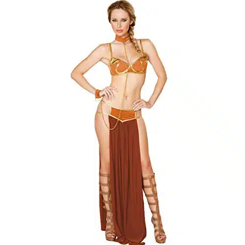 Little Beauty Sexy Costume Outfit Set Babydoll Bedroom Honeymoon Cosplay Princess Leia Gold M