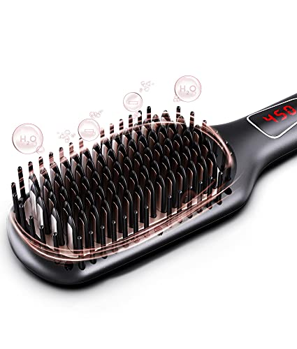 MEGAWISE Pro Ceramic Ionic Hair Straightener Brush for Home Salon  MCH Fast s Heating Tech with Auto Off Safety  Anti Scald with Universal Dual Voltage  Rotatable Power Cord