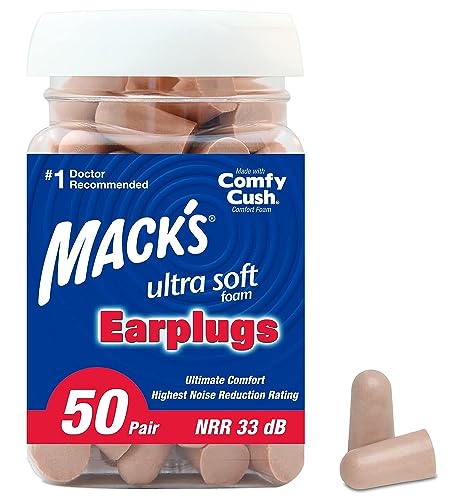 Mack's Ultra Soft Foam Earplugs, Pair dB Highest NRR, Comfortable Ear Plugs for Sleeping, Snoring, Travel, Concerts, Studying, Loud Noise, Work Made in USA