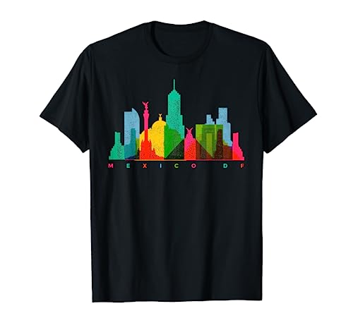 Mexico D.F. Skyline Colorful Retro Vintage Mexico City T Shirt