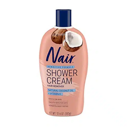 Nair Sensitive Formula Shower Cream Hair Remover with Coconut Oil and Vitamin E, oz