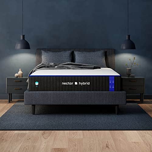 Nectar Hybrid Queen Mattress Inch Medium Firm Gel Memory Foam Steel Springs Cooling Technology Night Trial Forever Warranty,White