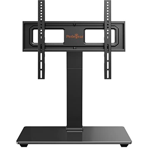 Perlegear Universal Swivel TV Stand for âinch TVs, Height Adjustable Table Top TV Stand Mount with Tilt, Tempered Glass Base, Holds up to lbs, Max VESA xmm, PGTVS
