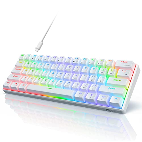 RK ROYAL KLUDGE RKired % Mechanical Gaming Keyboard RGB Backlit Ultra Compact Hot Swappable Red Switch White