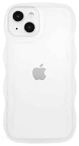 SKYLMW Compatible with iPhone Case , Cute Kawaii Curly Wave Frame Shape Soft Silicone Shockproof Protective Phone Cover for Women Girls, Clear