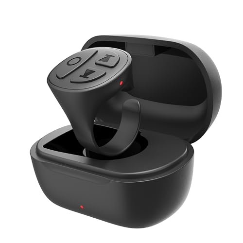 STDFORU Auto Clicker for TikTok Live Scrolling Ring Bluetooth Remote Control for TIK Tok Scrolling Ring for iPhone iPad Android Kindle App Page Turner Remote(Black)