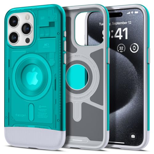 Spigen Magnetic Designed for iPhone Pro Case, Classic CagFit [Military Grade Protection] Compatible with MagSafe ()   Bondi Blue