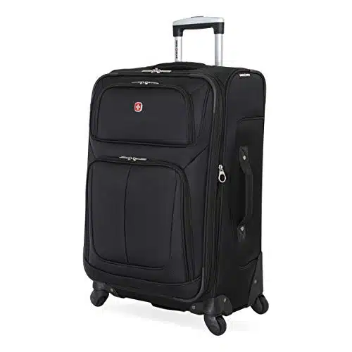 SwissGear Sion Softside Expandable Roller Luggage, Black, Checked Medium Inch