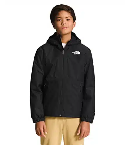 THE NORTH FACE Boys' Warm Storm Waterproof Rain Jacket, TNF Black, Large