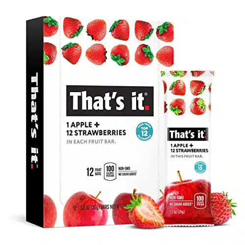 That's it. Apple + Strawberry % Natural Real Fruit Bar, Best High Fiber Vegan, Gluten Free Healthy Snack, Paleo for Children & Adults, Non GMO No Sugar Added, No Preservatives Energy Food (Pack)