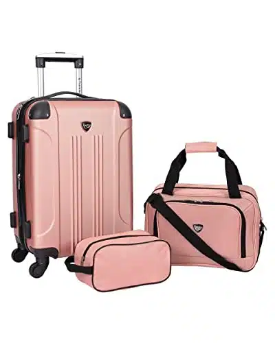 Travelers Club Chicago Hardside Expandable Spinner Luggages, Rose Gold, Piece Set