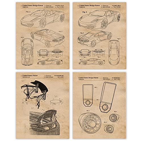 Vintage MPC Patent Prints, (x) Unframed Photos, Wall Art Decor Gifts Under for Home Office Man Cave Garage Shop College Student Teacher FcLaren Engineer Team Cars Racing
