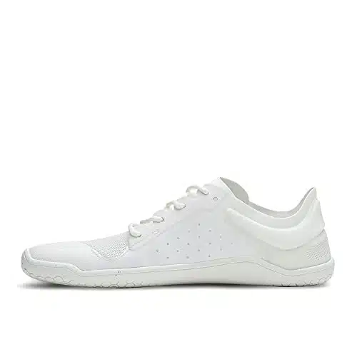 Vivobarefoot Primus Lite III, Mens Vegan Light Breathable Shoe with Barefoot Sole Bright White