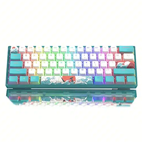Womier % Percent Keyboard, WKechanical RGB Wired Gaming Keyboard, Hot Swappable Keyboard with Blue Sea PBT Keycaps for Windows PC Gamers   Linear Red Switch