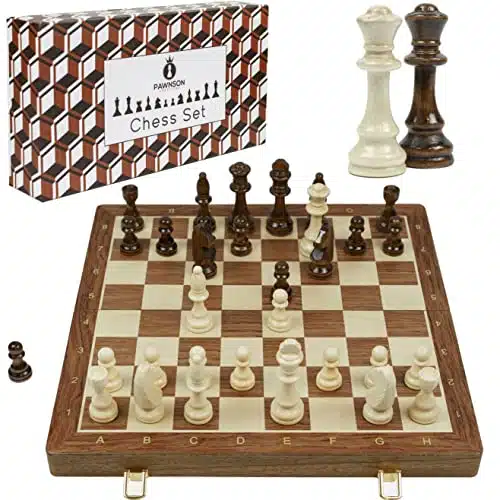Wooden Chess Set for Kids and Adults â inch Staunton Chess Set   Large Folding Chess Board Game Sets   Storage for Pieces  Wood Pawns   Extra Queens