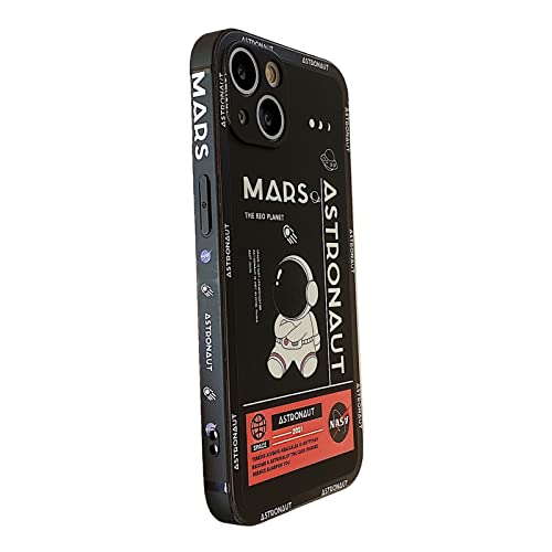 Yonds Queen Compatible with iPhone Cute Case, Cool Cartoon Astronaut Space Mars Rocket Design Stylish Bumper Soft TPU Rubber Protective Anti Slip Shockproof Fashion Case(iPhone , Black)