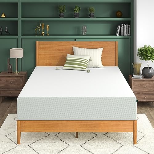ZIN Inch Green Tea Memory Foam Mattress Patented Custom Contour Support Sturdy Base Foam CertiPUR US Certified Bed in a box , Queen, White