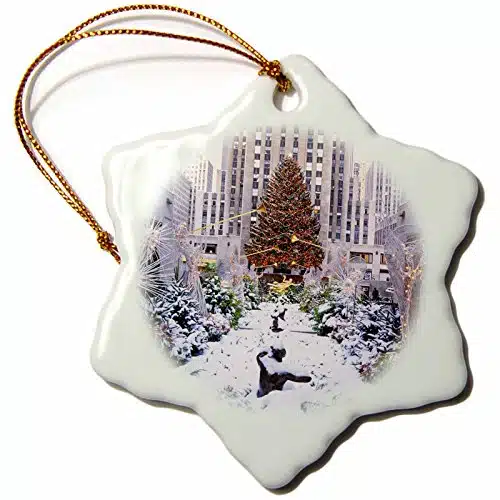 dRose Christmas Tree, Rockefeller Center, Manhattan, New York, USA Snowflake Ornament, Porcelain,