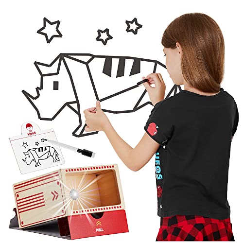 kipod Wooden Art Tracing Projector Drawing Kit for Kids with Washi Tape Wall Decor Stickers. Draw, Project and Trace DIY GrafiTape Toy. Cool Art and Craft Gift Ideas for Girls and Boys Ages