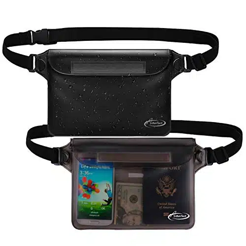 AiRunTech Waterproof Pouch with Waist Strap (Pack)  Accessories Best Way to Keep Your Phone and Valuables Safe and Dry  Perfect for Boating Swimming Snorkeling Kayaking Beach Poo(Gray+Black)