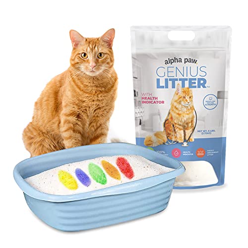 Alpha Paw Genius Cat Litter with Color Health Indicator, Non Clumping Lightweight Silica Gel Crystals (lbs)